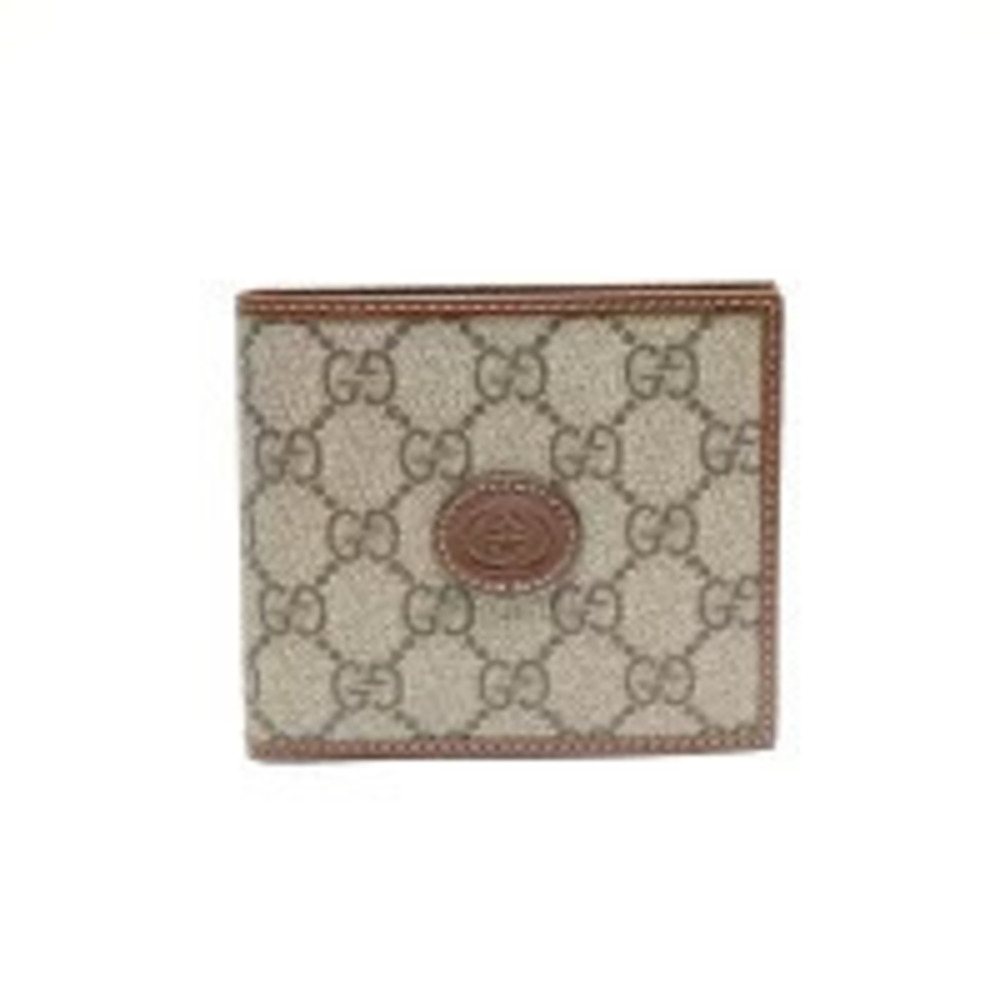 Gucci GG Supreme Bi fold Wallet Beige Cream